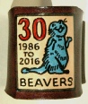 BROWN BEAVER 30 EMBOSSED WOGGLE WITH BLUE BEAVER & RED 30