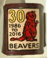 BROWN BEAVER 30 EMBOSSED WOGGLE WITH RED BEAVER & YELLOW 30