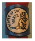 BEAVER OF THE MONTH EMBOSSED BLUE WOGGLE
